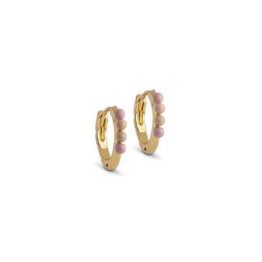 Ohrringe Enamel Copenhagen | Enamel - Paula Hoops 10Mm. In Vergoldete Silber (Rosa)