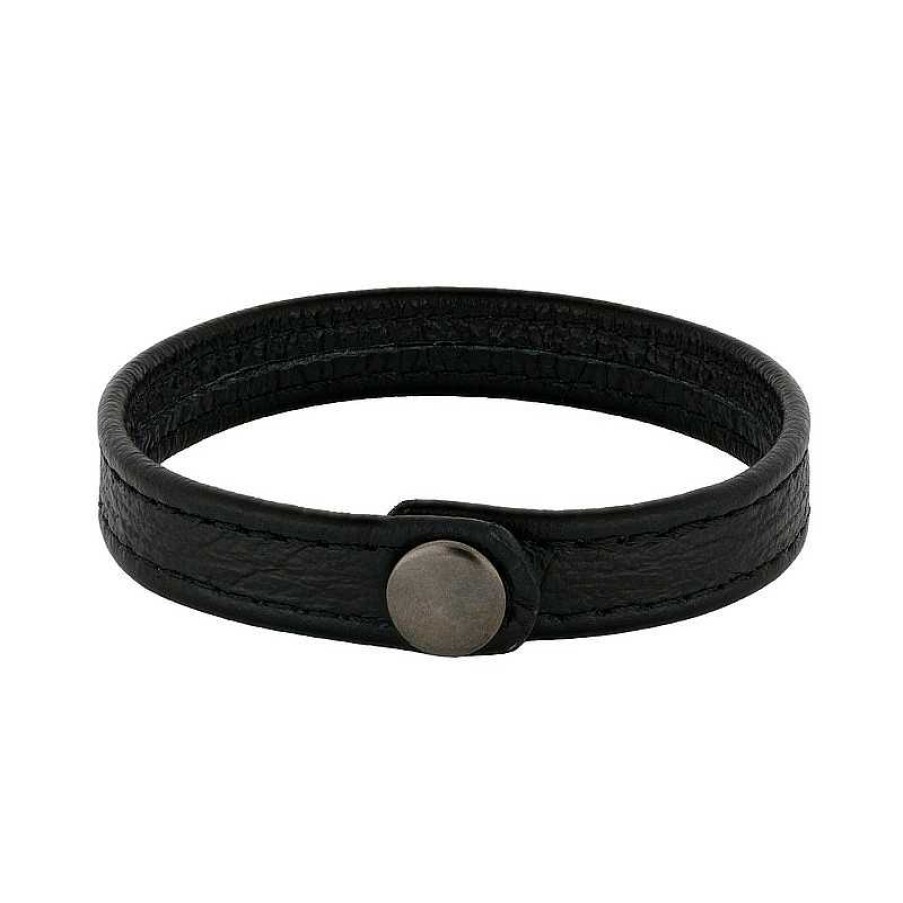 Armb Nder Nordahl Andersen | Son Of Noa - Herrenarmband Aus Schwarzem Kalbsleder Mit Knopf (L Nge W Hlen)