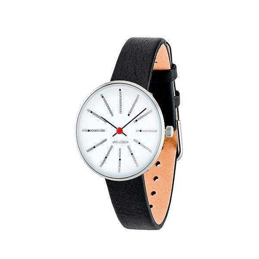 Uhren Arne Jacobsen | Arne Jacobsen - Bankers Watch - 30 - Wei Es Zifferblatt, Schwarzes Mesh-Armband