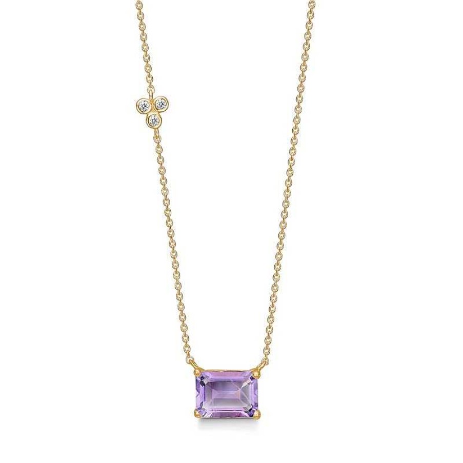 Halsketten Mads Z | Mads Z - Lavendel-Halskette Aus 14-Kar Tigem Gold Mit Rosa Amethyst Und 0,02 Kt.