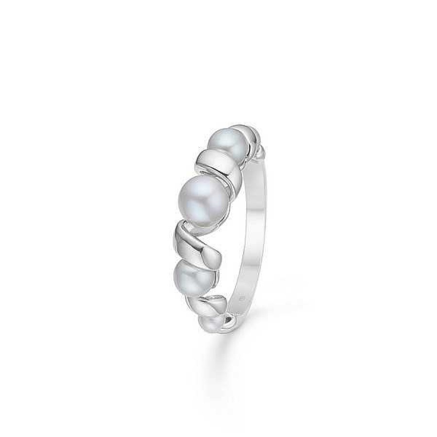 Ringe Mads Z | Mads Z - Swirl W Perle Ring In Silber Mit Perlen