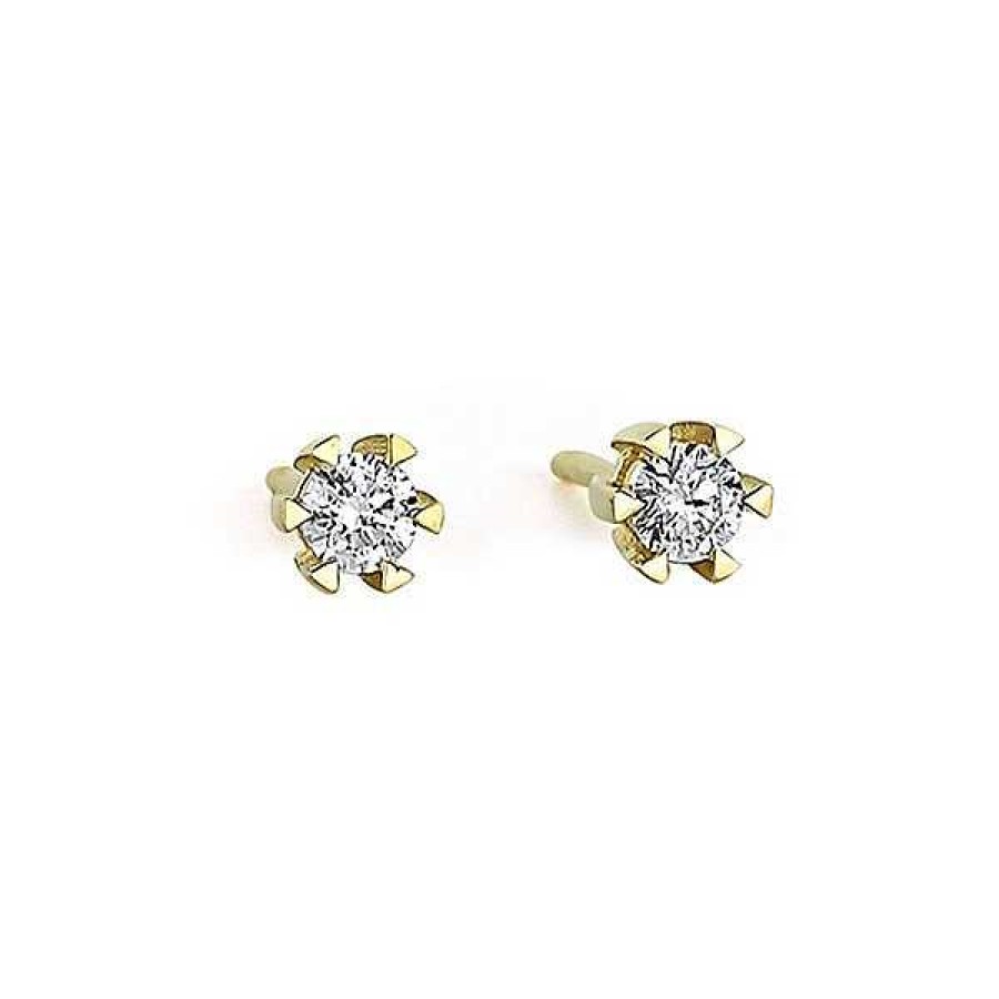 Ohrringe Nuran | Star Ohrringe 14Kt Gold Mit 6 Griffen. 0,06Ct -1,00Ct