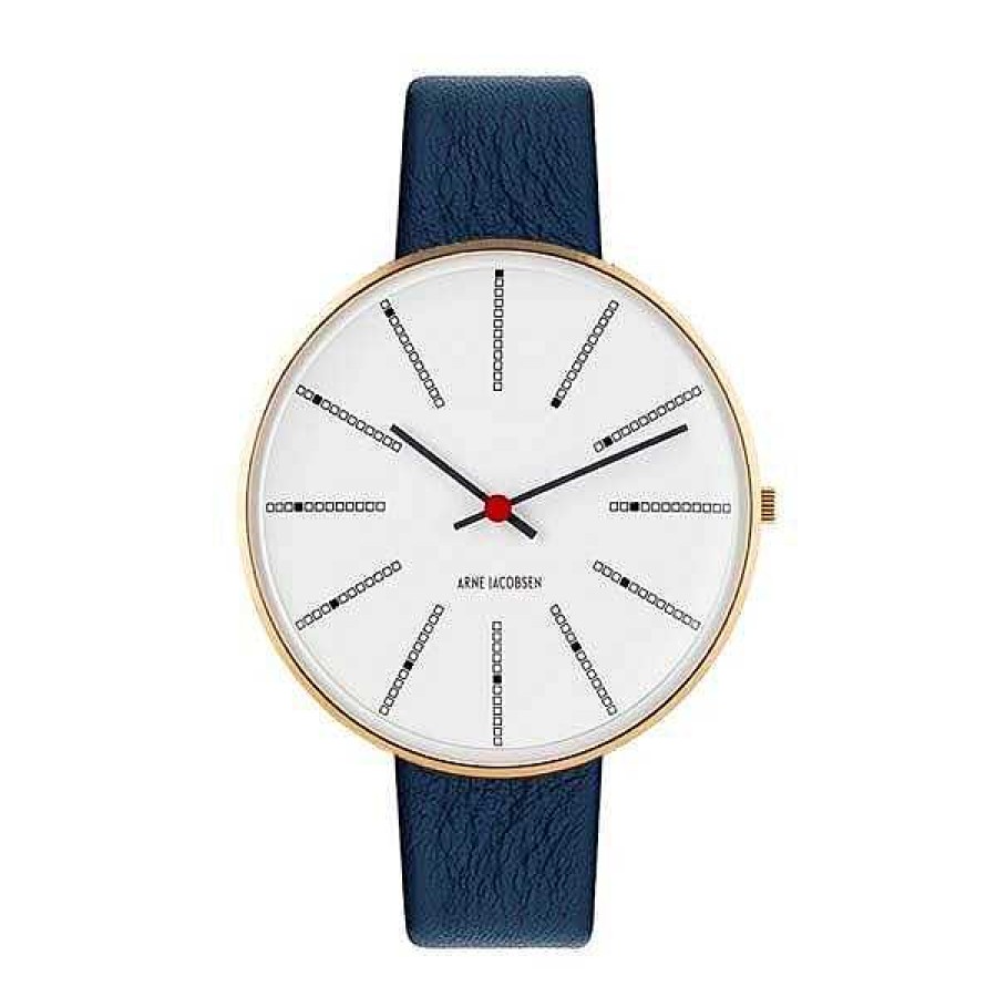 Uhren Arne Jacobsen | Arne Jacobsen - Bankiersuhr - 40 - Wei Es Zifferblatt, Marineblaues Armband, Ipg-Geh Use