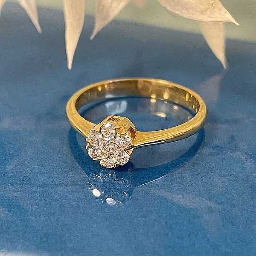 Ringe Nuran | Flora Diamantring - 14 Karat Gold Mit Blume Aus Diamanten 0,17-0,57 Karat