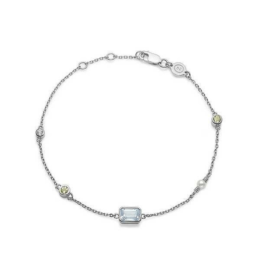 Armb Nder Mads Z | Mads Z - Aurora-Armband Aus Silber Mit Topas, Peridot Und Perle