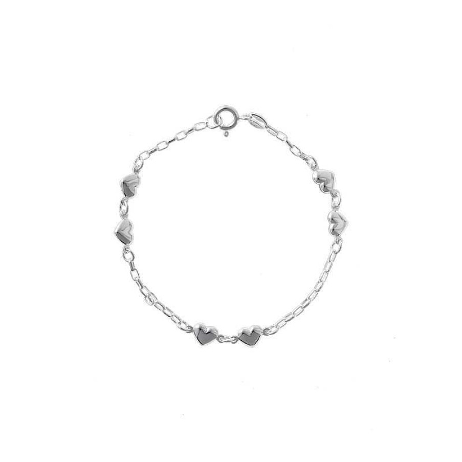 Armb Nder Lund Copenhagen | Lund Copenhagen Kinderarmband In Silber Mit Herzen