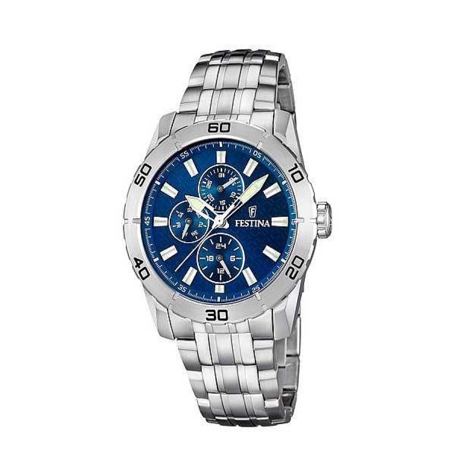 Uhren Festina | Festina - Herrenuhr In Blau/Stahl Sportmodell ( 42Mm)