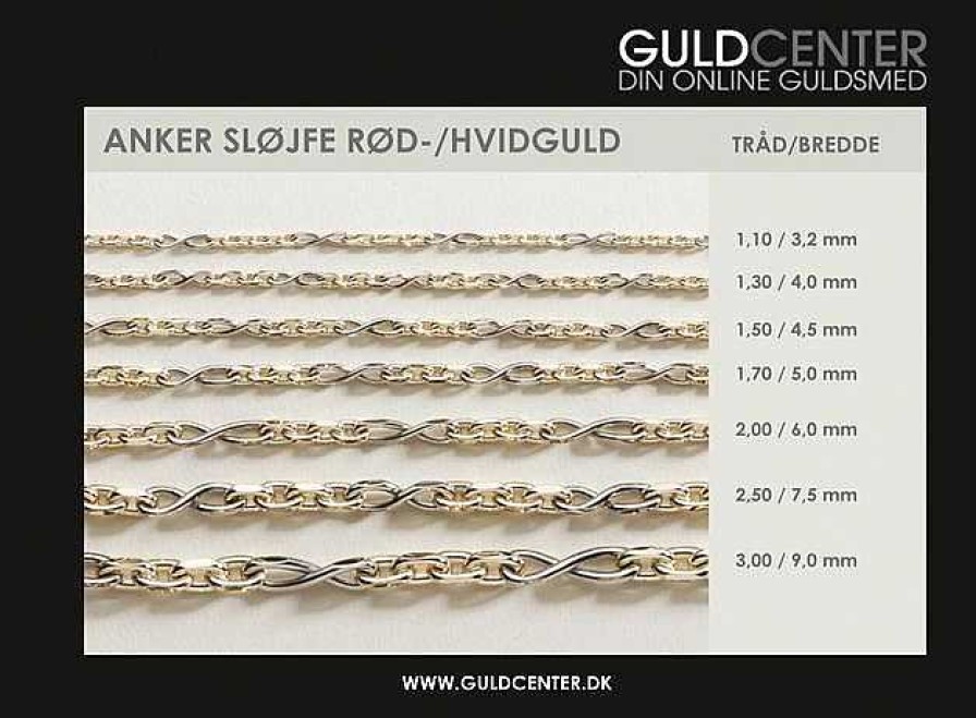 Halsketten BNH | Ankerschlaufe Halskette 14 Kt Rot Und Wei Gold - Verschiedene Gr En Und L Ngen