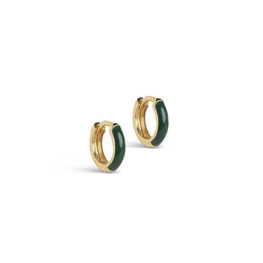 Ohrringe Enamel Copenhagen | Enamel - Chunky Petrol Green Hoops I Vergoldete Silber