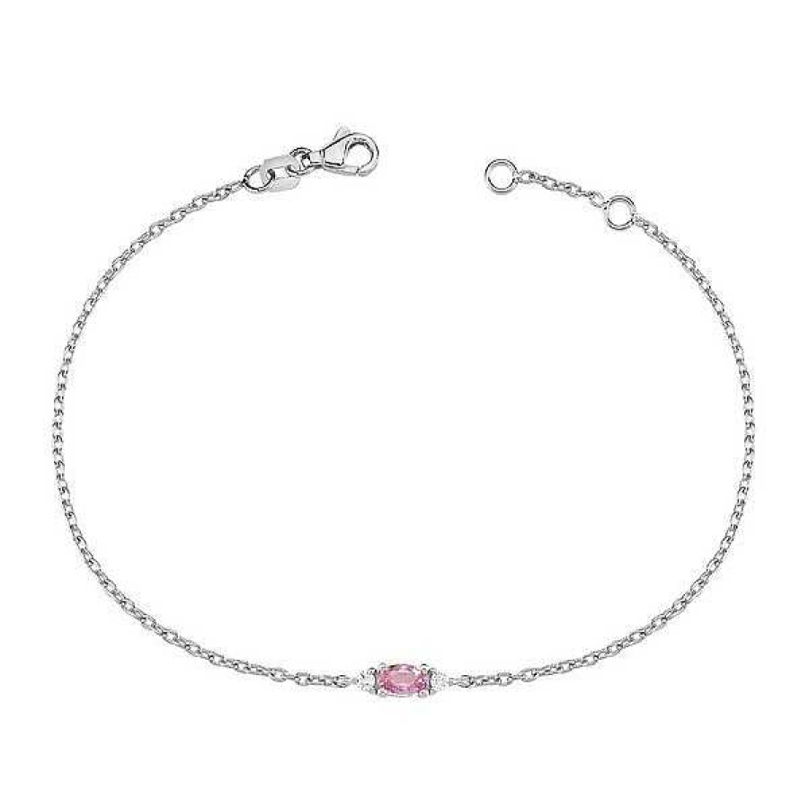 Armb Nder Nuran | Petit Oval - Armband Aus 14-Kar Tigem Wei Gold Mit Rosa Saphiren Mit Einem Gesamtgewicht Von 0,05Ct.