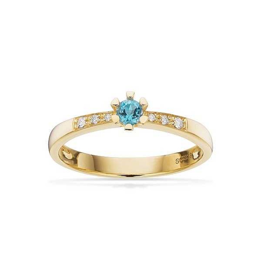 Ringe Scrouples | Vida Darling Ring 8 Kt. Gold Mit Topas Und Diamanten