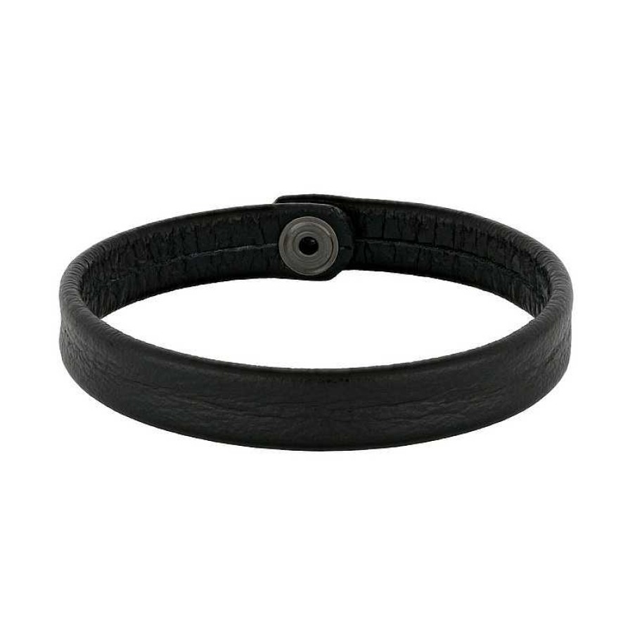 Armb Nder Nordahl Andersen | Son Of Noa - Herrenarmband Aus Schwarzem Glattem Kalbsleder Mit Knopf (L Nge W Hlen)